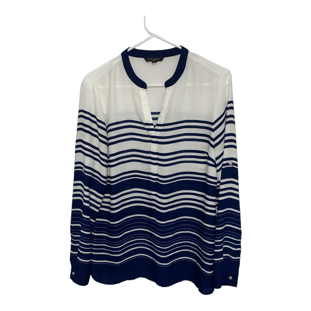 Banana Republic Nautical Strip Chiffon Tunic Style Blouse Top | Size M